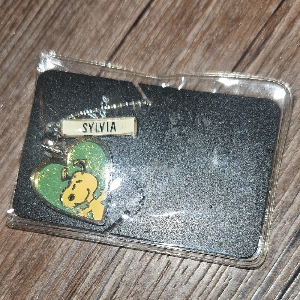 NWT Snoopy Heart Necklace with Name Tag- SYLVIA